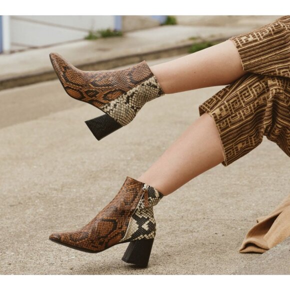 Freda Salvador Snakeskin Ankle Boots - Brown and Black - Picture 8 of 11